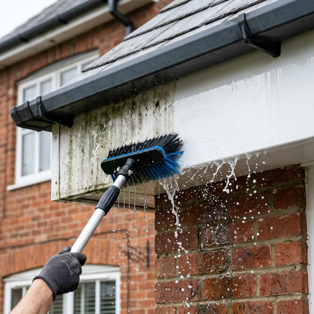 Close up of UPVC cleaning process in Stockton-on-Tees