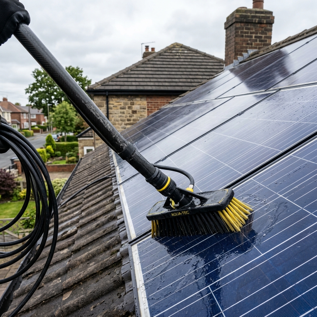 Solar panel carbon-fibre pure water brush in Billingham