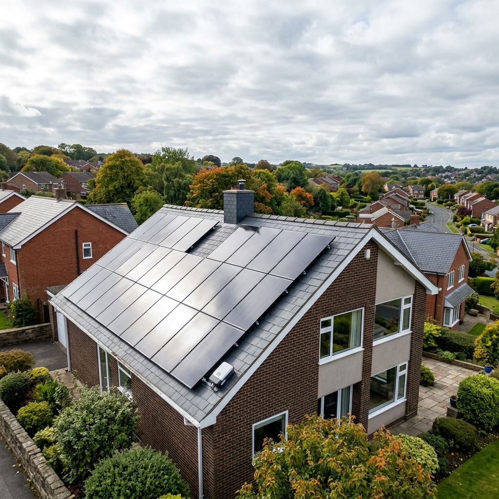 Professional solar panel cleaner working in Stockton-on-Tees