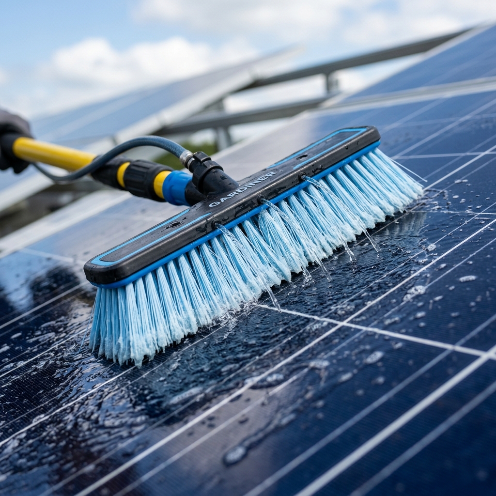 Precision soft brush agitation of solar glass in Thornaby